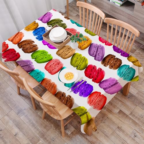 DALEXHM Nappe Rectangulaire 137x183 cm Nappe Exterieur Imperméable Anti-tâche Protection de Table pour Salle à Mangerr,Art, Une série de Macarons de...