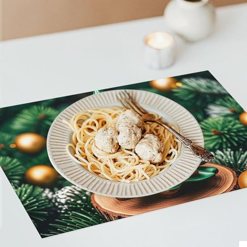 Set de table Noël vert imprimé sapin lavable antidérapant x4 - 8