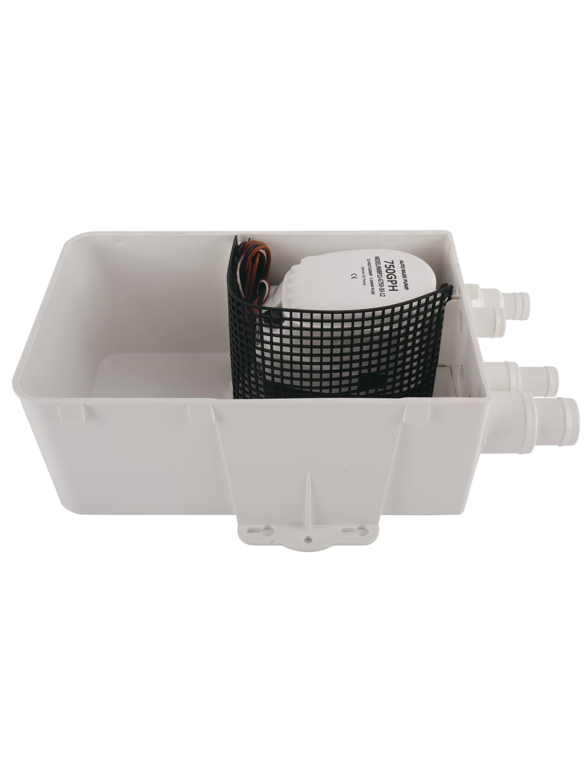 BOOMSTART Bomba de sumidero de ducha para barco y caravana, bomba de sentina marina automática de 12 V 750 GPH con interruptor de flotador integrado, tapa transparente, entrada multipuerto, válvula de