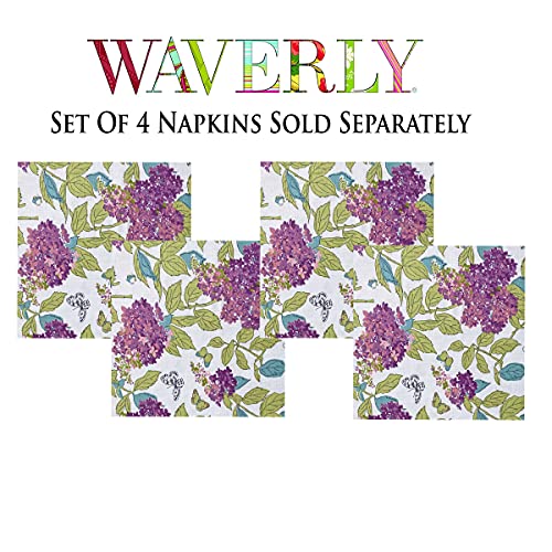 Waverly April In Paris Floral Indoor/Outdoor Print Fabric Tablecloth, Lilac Hydrangea And Butterfly French Country Design, Stain And Water Resistant Tablecloth, 70 Inch Round, Purple, 70In Round #TOP4