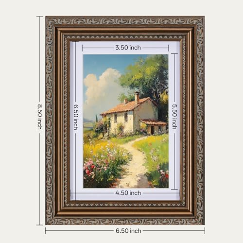 Image of eletecpro 5x7 Vintage Picture Frame, Glass Cover, Bronze, 2-Pack | Display Photo 4x6 with Mat or 5x7 without, Horizontal or Vertical, Tabletop or Wall Decor