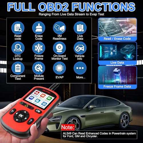 Autel AL549 OBD2 Scanner Code Reader with ABS Diagnostic & Battery Test, Enhanced Check and Reset Engine Fault Code, Live Data, Freeze Frame, CAN Car Diagnostic Scan Tool for All OBDII Car After 1996 - Image 4