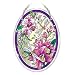 Amia 41015 Hand Painted Beveled Glass 5-1/2 by 7-Inch Oval Sun Catcher, Orchid Collage with Dragonfly, Medium