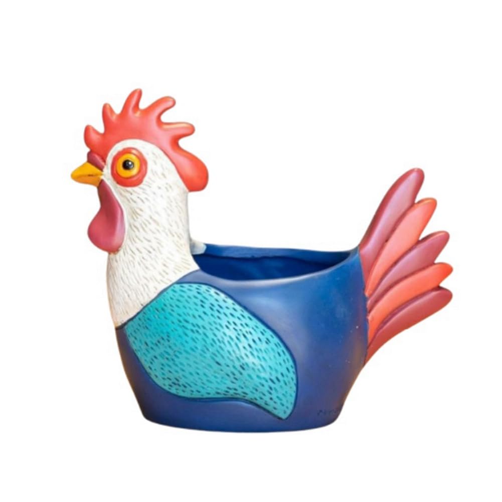 CTRLZS Chicken Planter Rooster Flower Pot Resin Hen Planter Ornament for Indoor and Outdoor Gardens Plant Flower Pot L