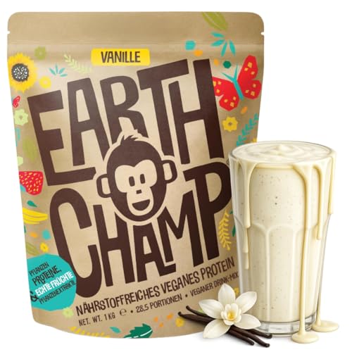 Vegan Protein Vanille | Keine Sucralose | Veganes Proteinpulver aus 4-Komponenten Pflanzliches Eiweißpulver - Laktosefrei Glutenfrei - Ohne künstliche Aromen (Vanille 1 Kg mit Dosierlöffel)