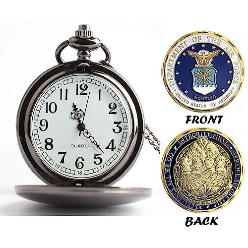 Image of Gifts for Veterans,Pocket Watch for Veterans with Military ChanllengCoin,Best Veterans Day Gifts