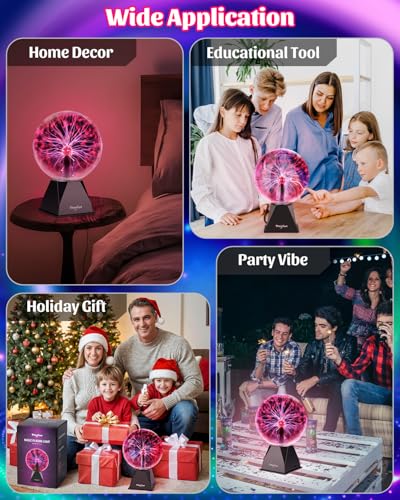 Image of Plasma Ball, 8 Inch Plasma Lamp, Touch & Sound Sensitive Plasma Globe, Theefun Plug-in Electric Ball, Nebula Thunder Lightning for Parties, Home, Kids, Bedroom, Prop, Decorations