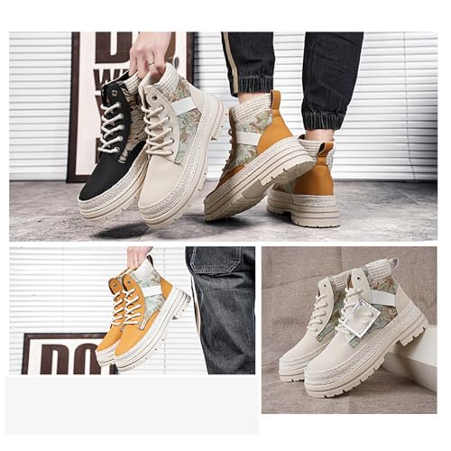 Men's Boots Lightweight Anti-Slip Casual Boots Mens High-top Leather for Fall and Winter Sports4