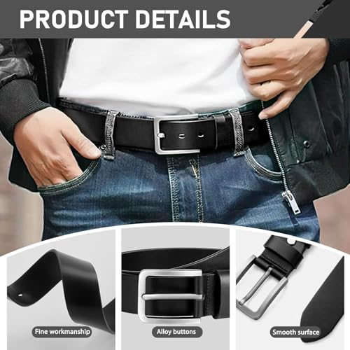 Smomend Ceinture pour Homme en Cuir, Ceinture en Cuir Pour Hommes, Ajustable Et Durable, Parfaite Pour Tenues Décontractées Et Élégantes, Design Polyvalent (noir) – vue 5