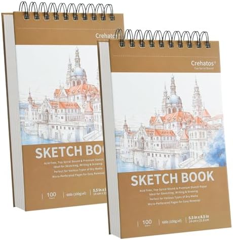 Crehatos Small Sketch Book 5.5"x8.5" 2-Pack – 100 Sheets view 8