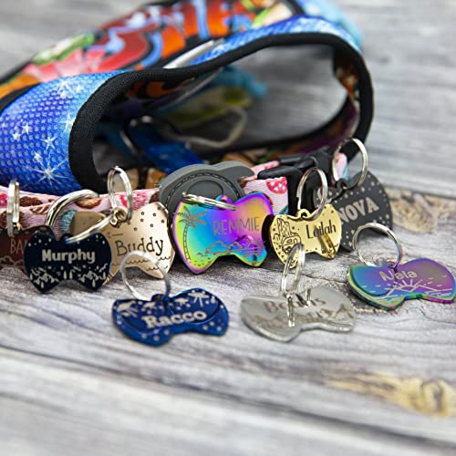 Personalized Dog Tag With 5 Lines Of Custom Deep Engraved Durable Stainless Steel Pet Id Name Tag Designer Small Size Bow Tie #TOP3
