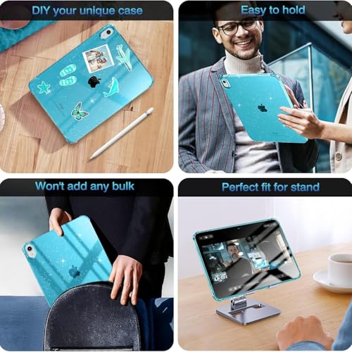 Image of MOCA Case for iPad 6th 5th Generation (iPad 9.7 inch, 2018 /2017), AIR 2 Impact Resistant, Slim, Lightweight Glitter Case (Blue, ipad 9.7 inch)