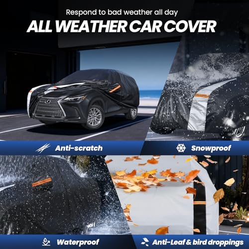 Image of Multi-Layer Car Cover Custom Fit for Lexus NX /NX250 /NX300 /NX350(2014-2026), 100% Waterproof All Weather for Automobiles, Gift with Towel, Heavy Duty Car Covers for Rain Sun UV Protection with Zipper.