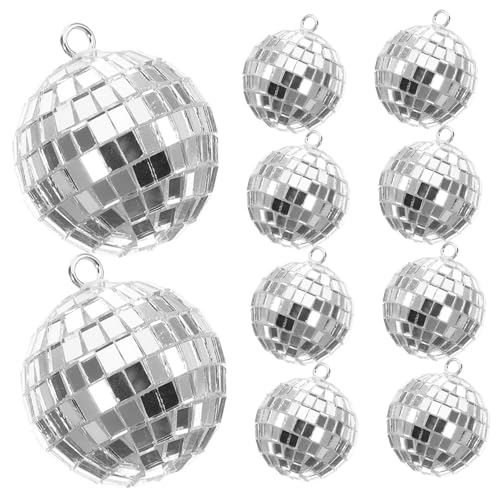 SUPVOX 10pcs Chic Reflective Mirror Disco Hanging Decorations for Parties Gardens and Home Decor Retro Style Reflective for Glamorous Lighting Effects
