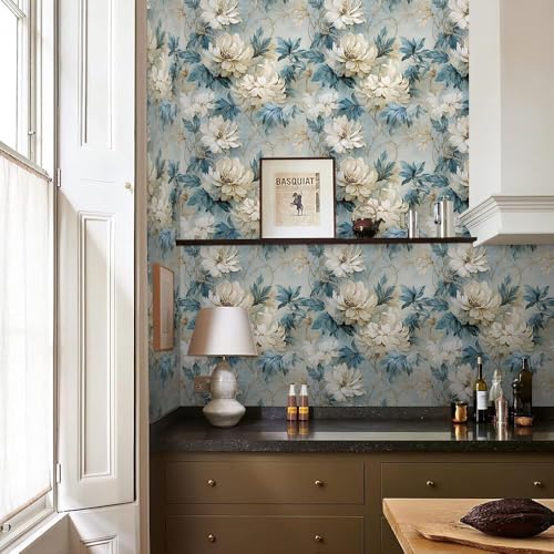Image of Self Adhesive Decorative Peel Stick Waterproof Wallpaper Wall Decor Removable Wall Paper for Living Room Hall Decoration PVC Vinyl DIY Contact Paper 45x304cm (Peony Flowers)