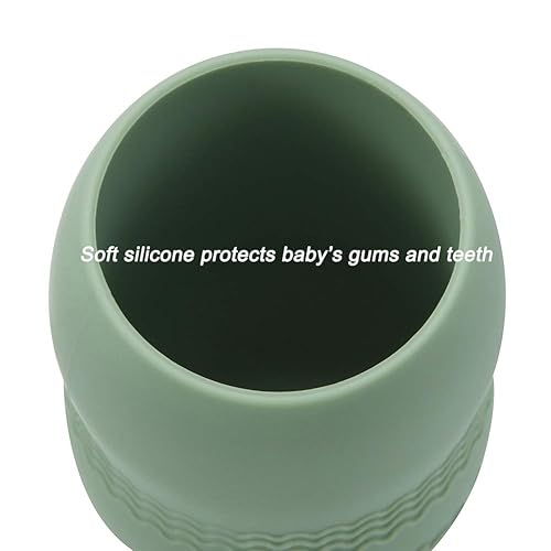 Miniatura 5 de PandaEar Paquete de 2 vasos de entrenamiento de silicona 100% pequeña para bebés y niños pequeños (azulverde)