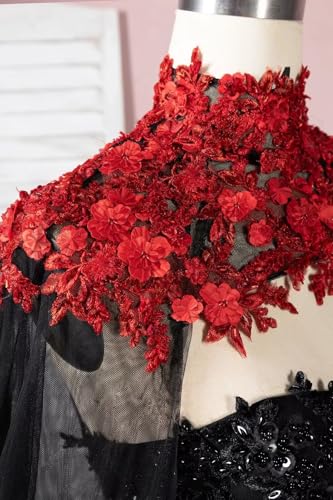 Mauuwy Victorian Beaded Wedding Dresses for Women Lace Gothic Wedding Gown with Cape 3D Flowers Bridal Dresses with Train2