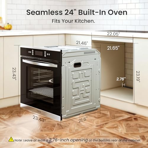Image of 24 Inch Wall Oven, 11 Cooking Functions Bulit-in Wall Oven, 24H Timer | 2.83 Cu.Ft (80L), Touch Control, Safety Lock, 240V 3220W