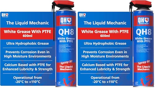 Graisse blanche PTFE Quinton Hazell QH8 aérosol lubrifiant pour entretien mécanique extérieur