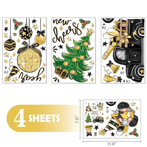 Mfault-137-PCS-2025-New-Year-Christmas-Window-Clings-4-Sheets-Xmas-Tree-Gnome-Truck-Black-Gold-Wall-Stickers-Decal-Decorations-Celebration-Ornaments-Living-Room-Home-Kitchen-Decor-Holiday-Gifts Mfault 137 PCS 2025 New Year Christmas Window Clings 4 Sheets Xmas Tree Gnome Truck Black Gold Wall Stickers Decal Decorations Celebration Ornaments Living Room Home Kitchen Decor Holiday Gifts