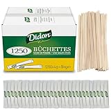 DIDON Sucre 5 KG – Lot de 1250 sachets Bûchettes de Sucre Individuels de 4g avec un lot d'agitateurs en bois - Pour les Boissons Chaudes, Cafés et Thés