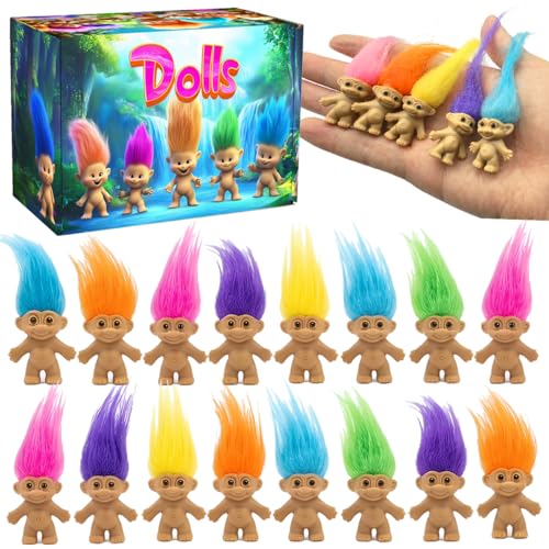 Anidarly 60 PCS Mini Dolls Toys with Gifts Box Assorted Hair Colors Vintage Lucky Dolls for Kids Boys Girls Party Favors School Project Arts and Crafts Birthday Classroom Prize Gifts