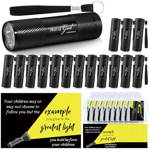 Lampe de poche Man of God lot de 15 avec cartes de voeux et sacs pour l'église