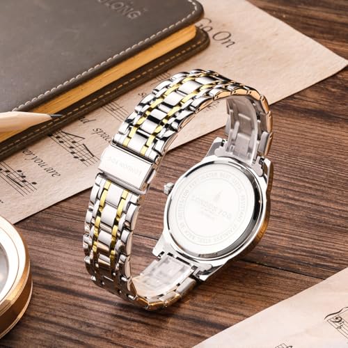 Image of London Fog Regent Collection Analog Quartz Watch for Men with Round Dial and Stainless Steel Strap, Metal Case, Date Display, Luminous Hands & Hour Markers, Water Resistant
