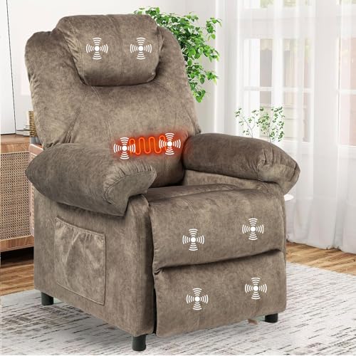 Sillón reclinable pequeño tela marrón