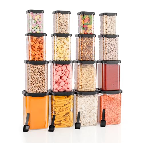Image of Kitchen Storage Set Of 16 Airtight Containers Set For Kitchen Storage And Containers Box For Pantry Organization And Container For Kitchen Storage Containers Set of 16-(350ml+650ml+950ml+1400 ml)