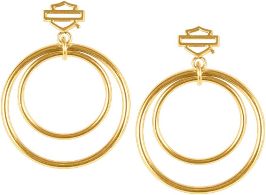 Harley-Davidson Women's Small Double Circle Bar & Shield Post Steel Earrings