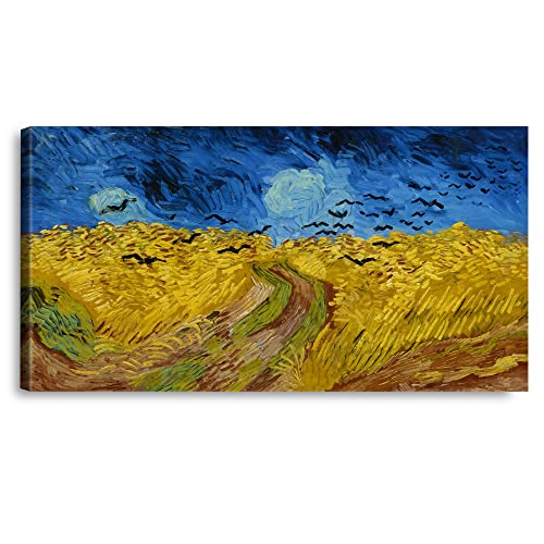 A&T ARTWORK Wheatfield with crowsThe by Vicent Van Gogh The World Classic Art Reproductions, Giclee Canvas Prints Wall Art for Home Decor, 30x16 inches