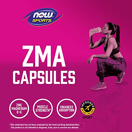 NOW Sports Nutrition, ZMA (Zinc, Magnesium and Vitamin B-6), Enhanced Absorption, Sports Recovery*, 180 Capsules - Image 4