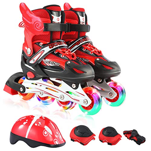 Patins à roues alignés réglables enfants ados débutants rouge confortables
