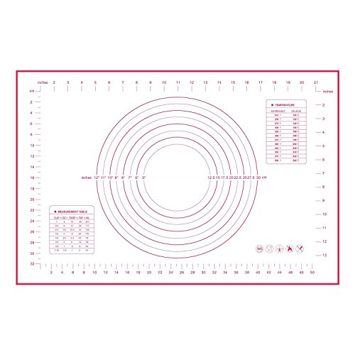 Philonext Silikon Backmatte, Silikon Backen Rollen Matte für Teig Rollen mit Messungen, Antihaft,...