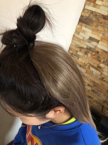 DevaLook Hair Extensions 24 Inches No Front Parting Half Head Wig Long Straight Brown Blonde Ombre Clip in Wig (Straight-Medium ash brown to sandy blonde)