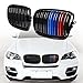 Compatible with 2007-2013 BMW X5 X6 E70 E71 Glossy Black M-Color Bumper Front Grille Grill Kidney Dual Slats