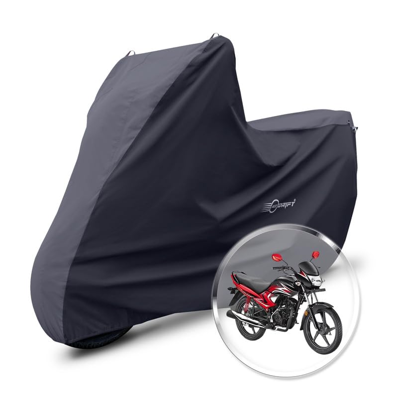 Image of Neodrift 'SuperMax' Bike Cover Suitable for Honda Dream Yuga (All-Weather Motorcycle Protection, Water & UV Resistant, Dustproof, Windproof) (Colour: D.Gray - Black)