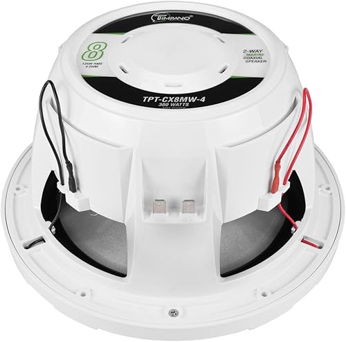 Miniatura 12 de Timpano 6.5 altavoces marinos de 450 vatios por par TPT-CX6MW-4 altavoces coaxiales impermeables de 2 vías, 1 par, blanco, resistentes a