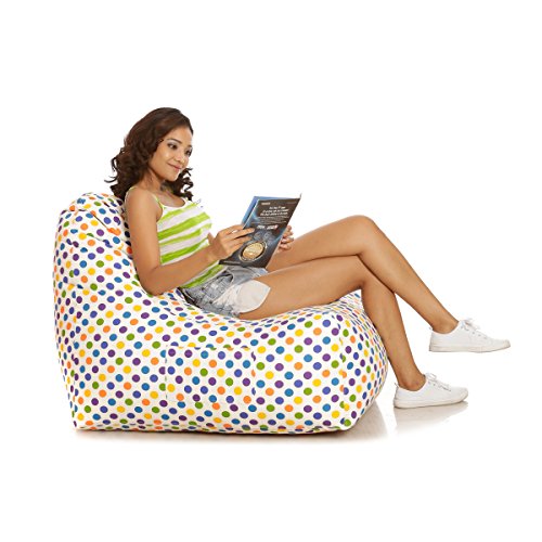 Image of Style Homez Hackey Cotton Canvas Polka Dots Printed Bean Bag XXL XXL Size Filled with Beans Fillers
