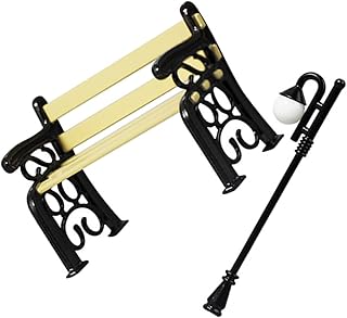 Angoily 1 Conjunto De Móveis Minúsculos Mini Móveis Estátua Decoração Modelos De Lâmpadas De Rua Modelos De Banco De Aldeia De Natal Modelos De Trens Mini Banco Mini Banco De