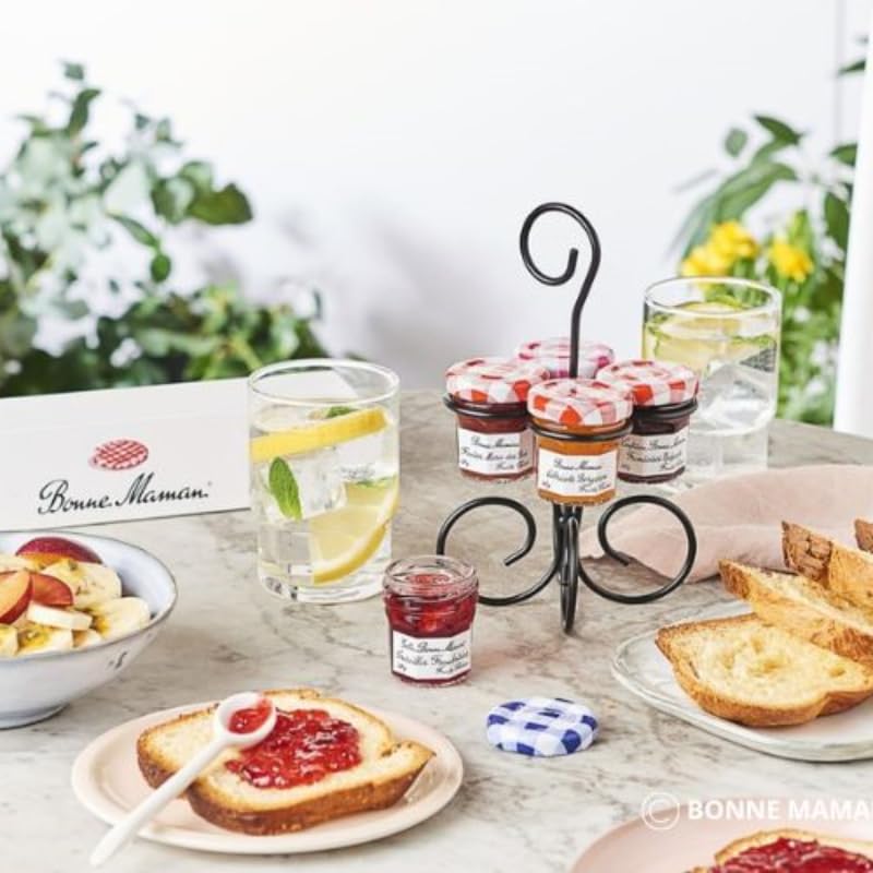 BONNE MAMAN - 20 Mini-confitures 30g assorties et 10 Pâtes à tartiner 25g | Confitures fraise, cerise, abricot, pêche et pâte à tartiner Nutellino - petit déjeuner buffet, hôtel, restauration, Airbnb