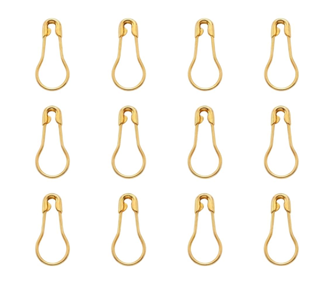 Bulb Shape Safety Pins (0.84 Inch)(Golden Color) Makta Shape Safety Pins for Knitting Stitch Marker Pointer Pin Useful for Graments Suit- Pant & Pears Shape pin Pack of (50)-image-16