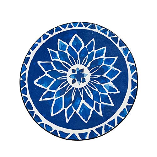 Alfombra azul redonda de salón antideslizante con diseño europeo MU