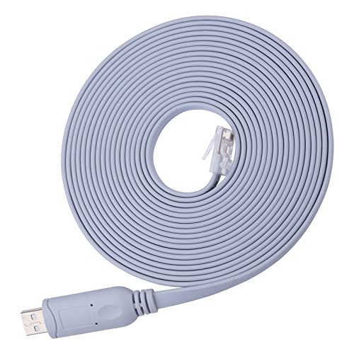 Image of 16FT USB Console Cable, USB to RJ45 Serial Adapter Compatible with Cisco, HP, NETGEAR, Huawei, Routers /Switches for Laptop in Windows, Mac, Linux