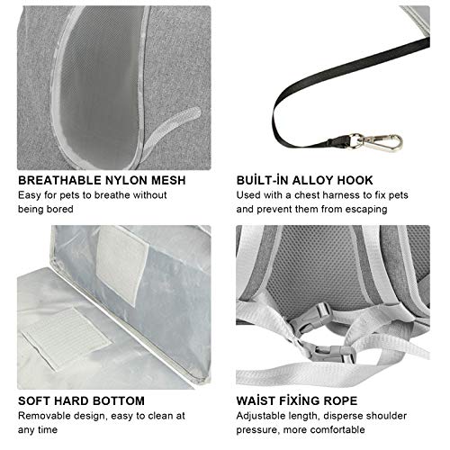 Fishawk Bolsa para transporte de animais de estimação, bolsa frontal respirável para cães (cinza cla