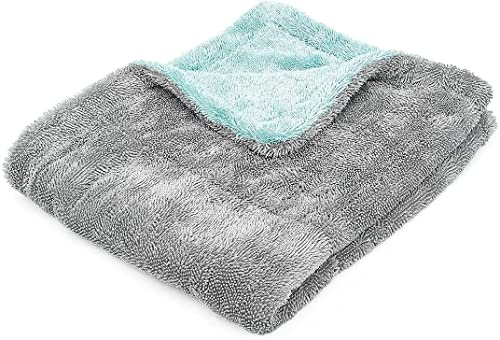 Image of Auto Hub Microfiber Cloth for Car Cleaning, 1200 GSM Twisted Loop, Double Sided, Super Absorbent Towel, Edgeless Design with Plush Pile, Thick & Lint Free, (60CMx40CM, 1 Pc, Blue Grey)