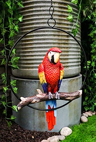 Ebros Gift 14122447 Ebros Patio Home Garden Hanging Scarlet Macaw Parrot Perching thumb #7