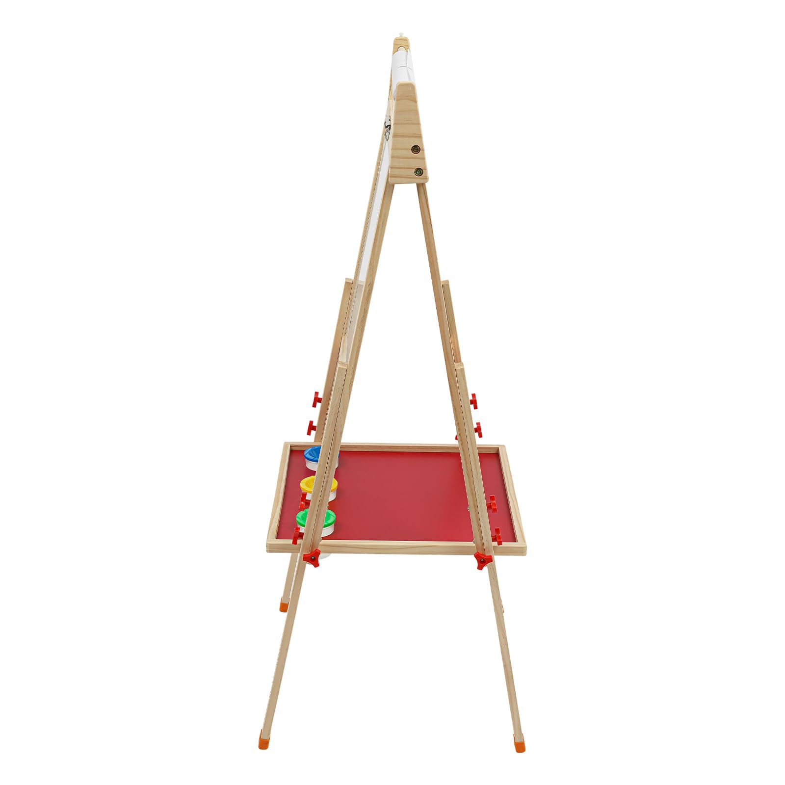 Cavalletto regolabile da 44,5 x 44,5 cm, dimensioni lavagna, cavalletto in piedi con righello, 1 scatola, gessetti, 3 pennarelli per lavagna bianca, 6 bottoni magnetici, 3 bicchieri per pigmenti e