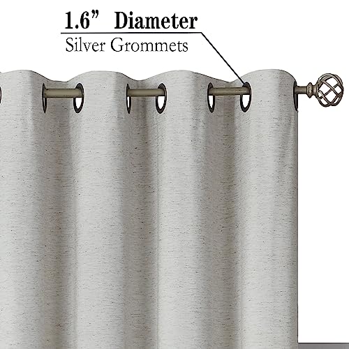 Jubilantex 100 Percent Linen Coating Blackout Curtains Natural White Linen Textured Curtain Panels 84"Long For Bedroom Living Room Thermal Insulated Grommet Window Drapes 2 Panels 54X84 Inch, Natural #TOP6
